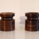 Pair of vintage wooden candle holders