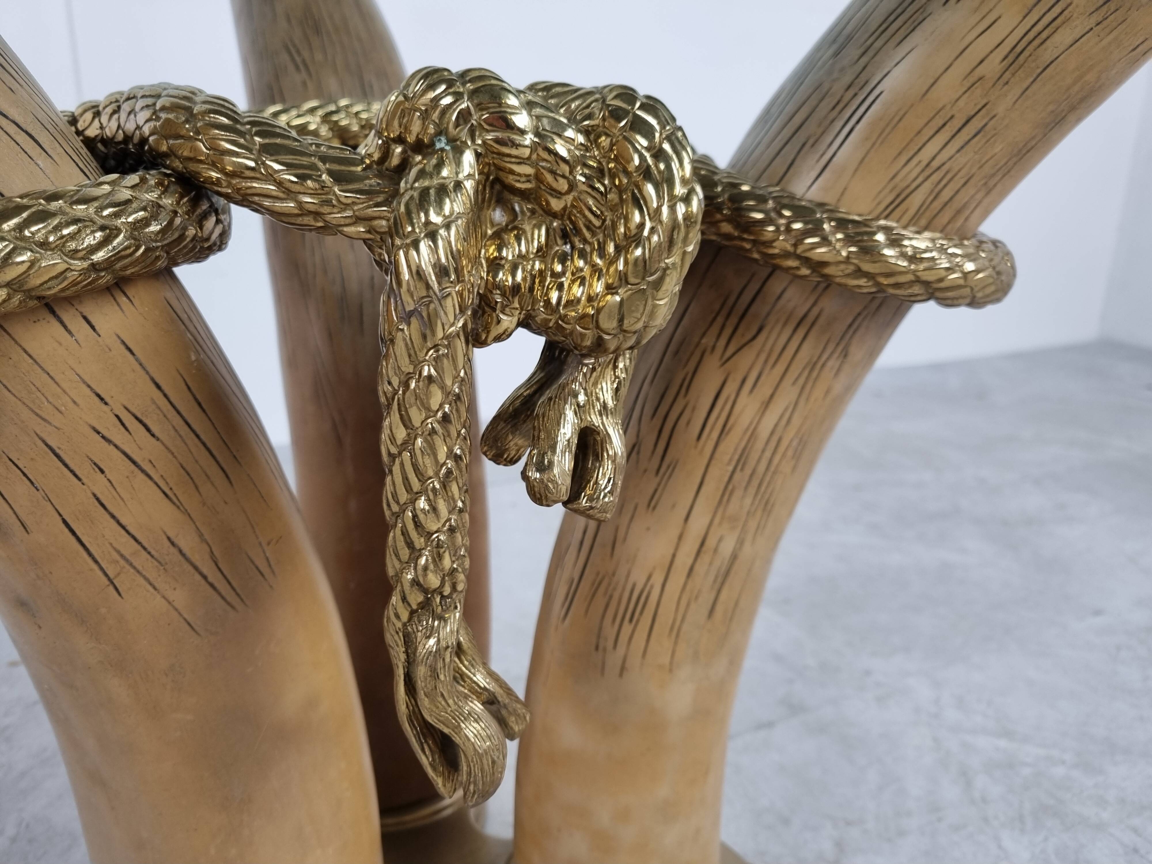 Vintage faux tusk center table or side table, 1970s