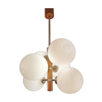 Chandelier 6 bulbs Temde Leuchten 1970s