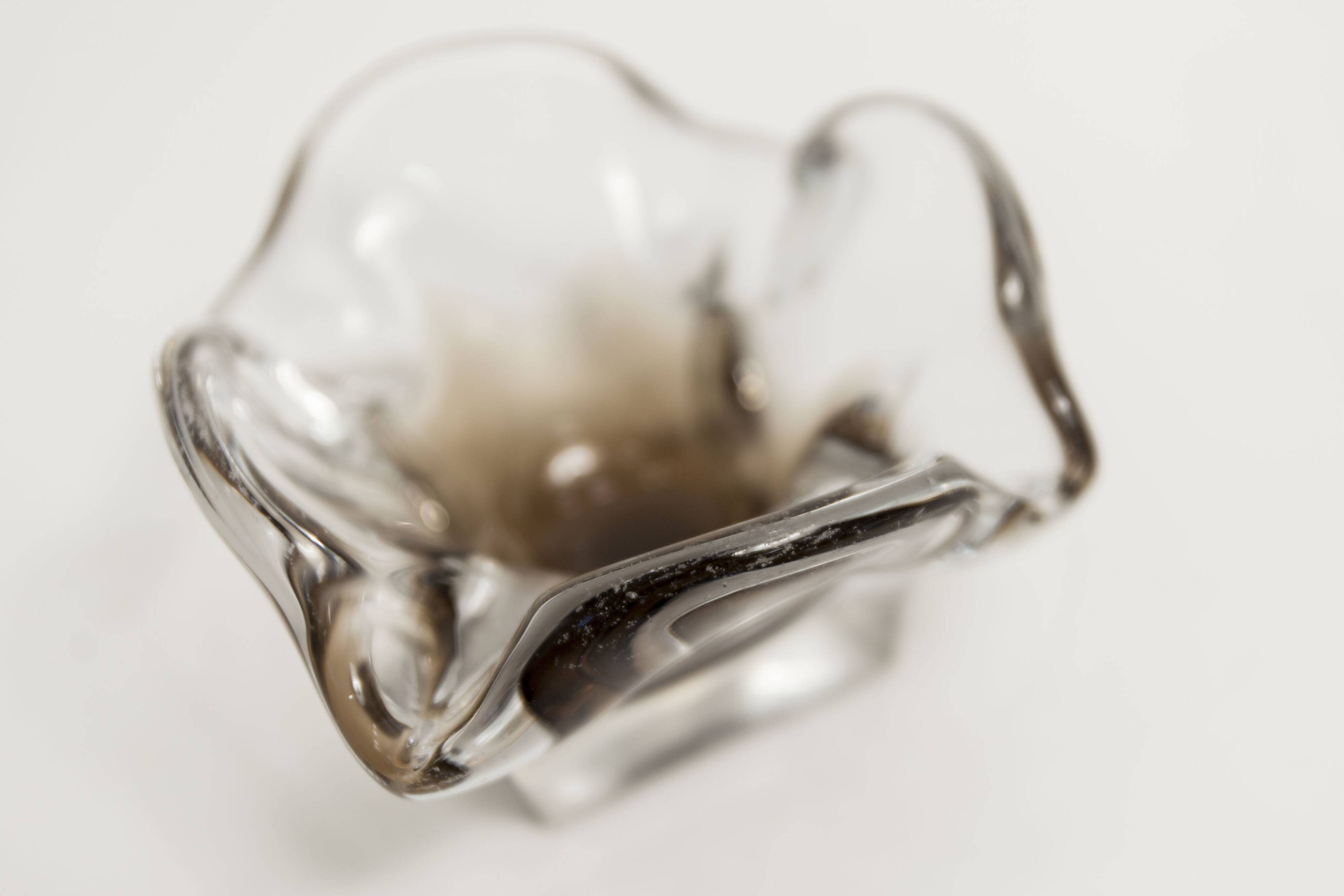 Cendrier murano carré 1960 transparent et marron
