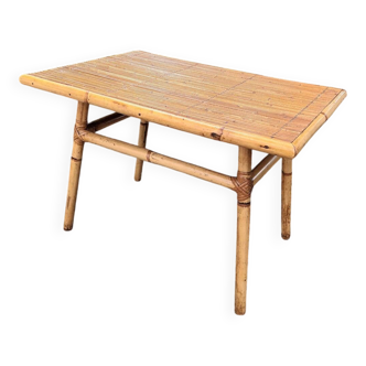 Table basse en rotin vintage
