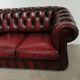 Sofa chesterfield curved burgundy leather three seats