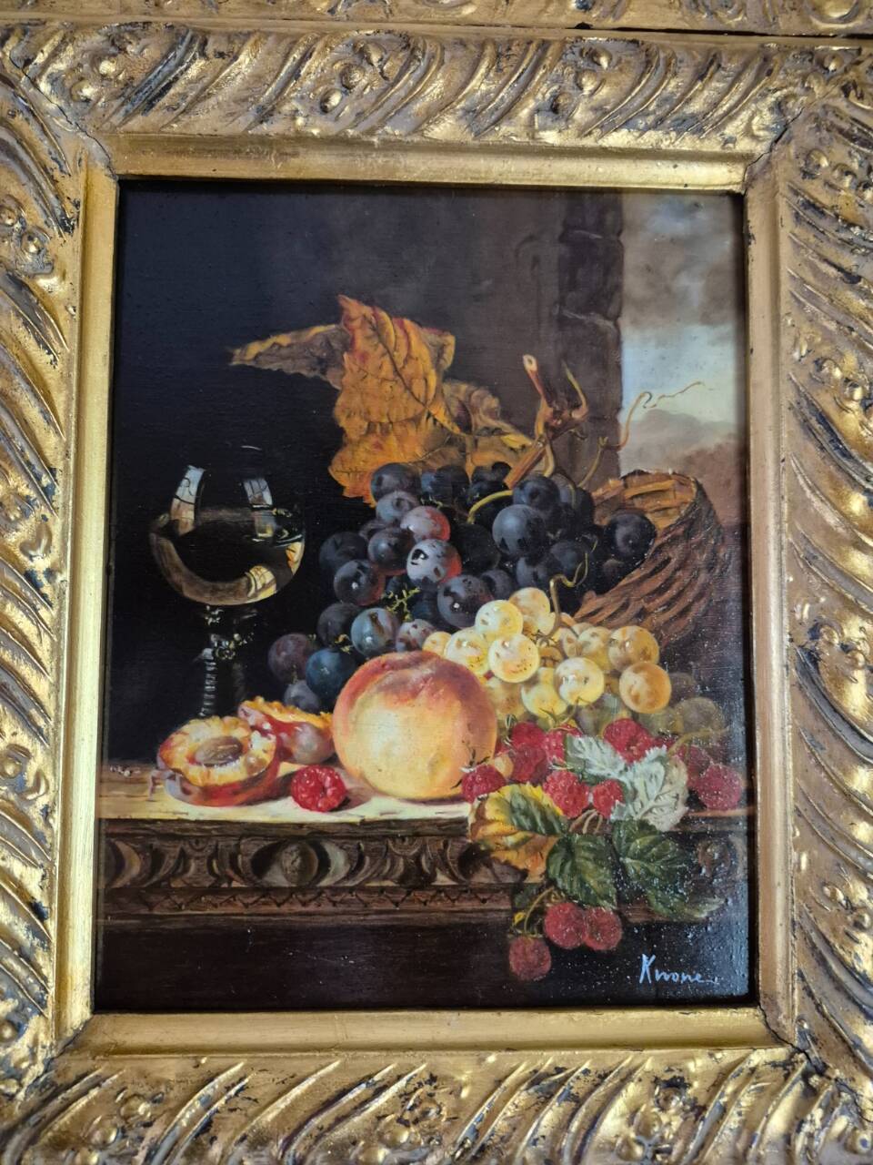 oil on panel in the 17th century (20th century) style, still life