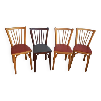 Set of 4 Baumann bistro chairs n°12 - 60s