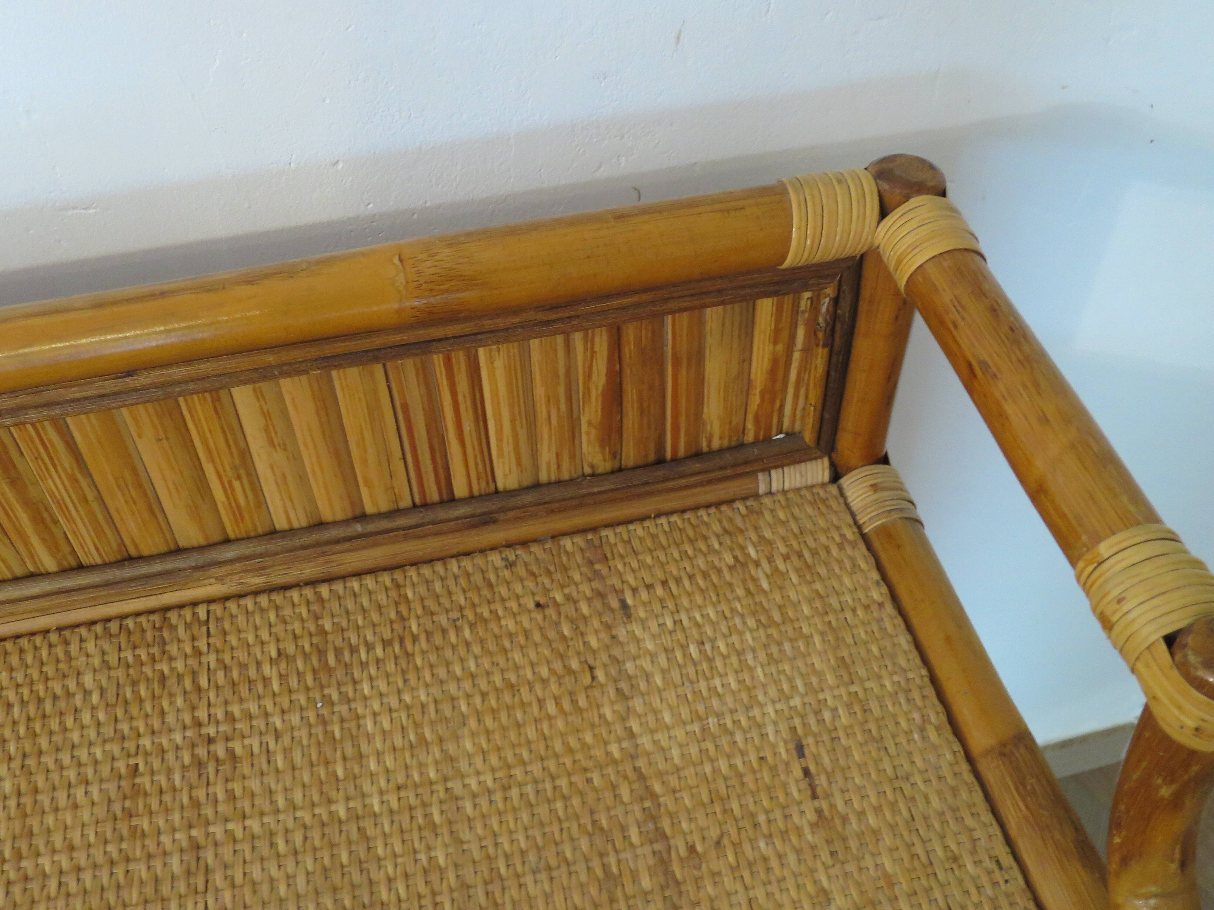 Vintage console/desk made of natural woven rattan, 1960s