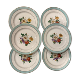 6 assiettes plates en demi-porcelaine Badonviller