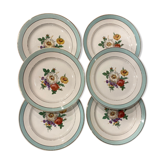6 flat plates in half-porcelain Badonviller