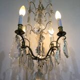 4 light bronze and crystal chandelier