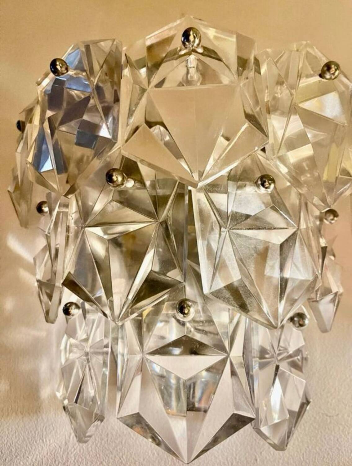 Kinkeldey applied crystal glass chrome structure, 1970s