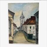 Oil painting on canvas church street 20th century