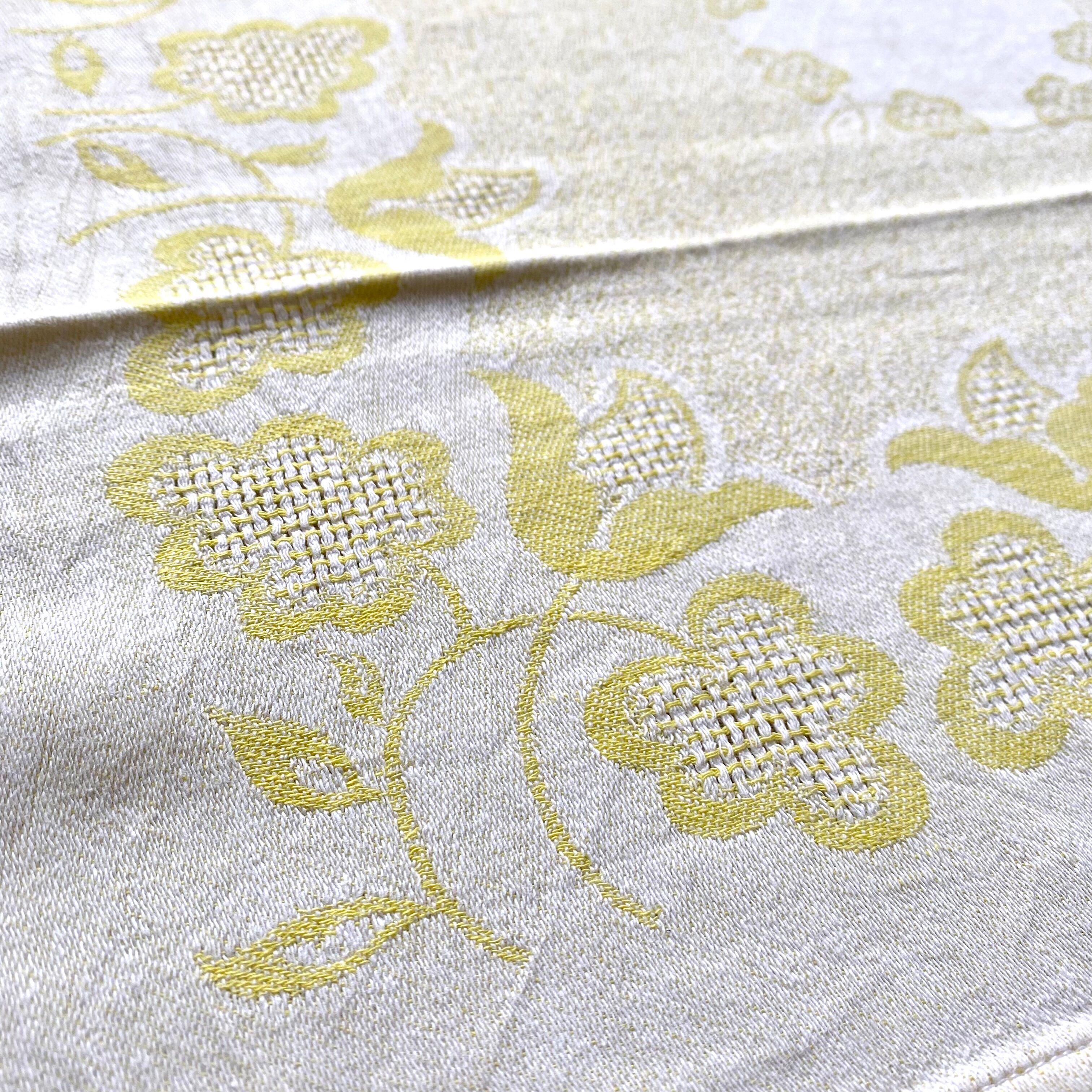 Serviettes de table vintage jaune et blanc