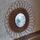 Miroir fleur soleil vintage en osier rotin verre biseauté