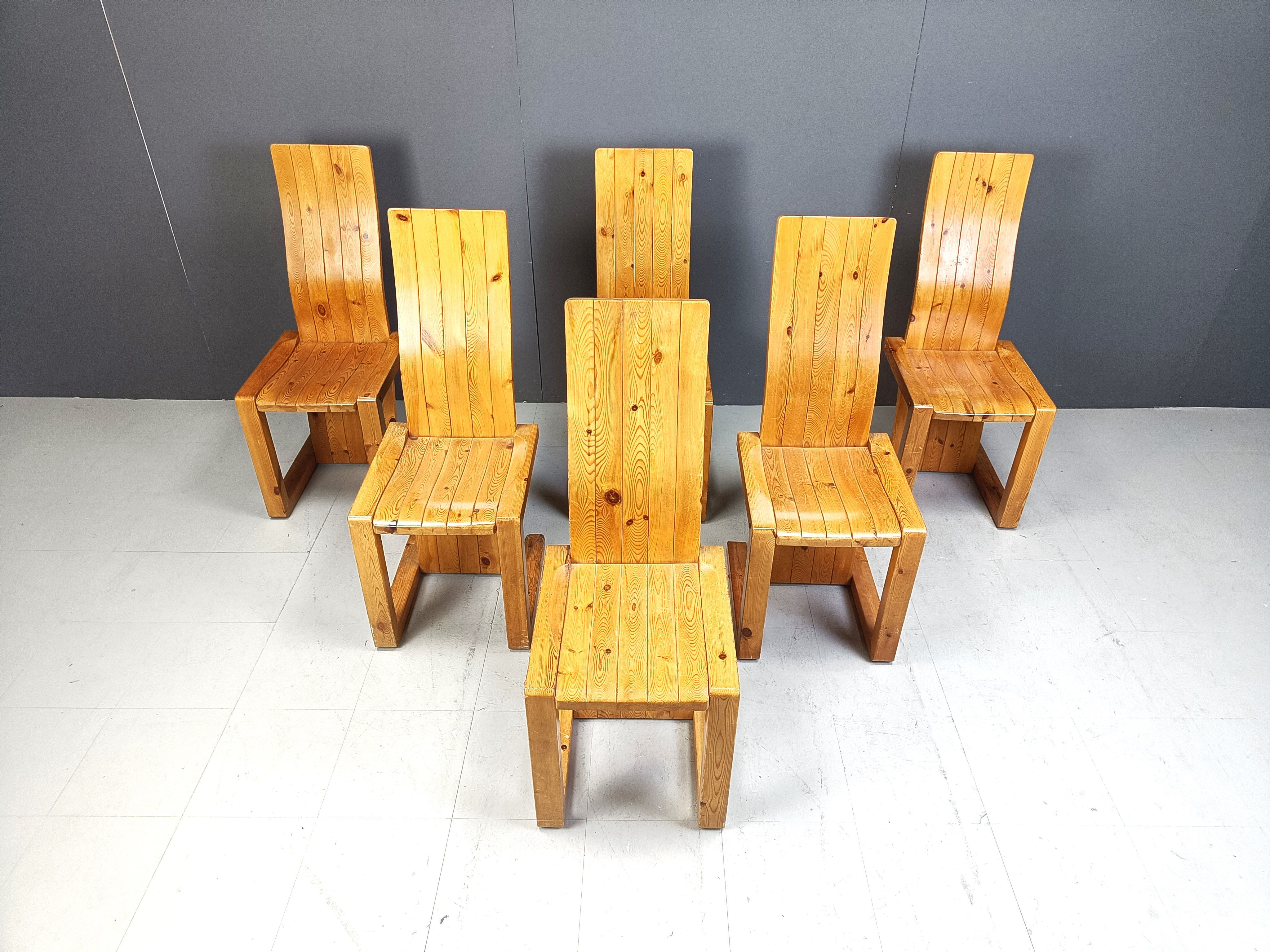Vintage Finnish pine wood dining chairs, 1970s
