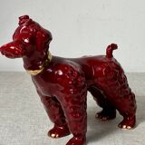 Burgundy and gold ceramic dog