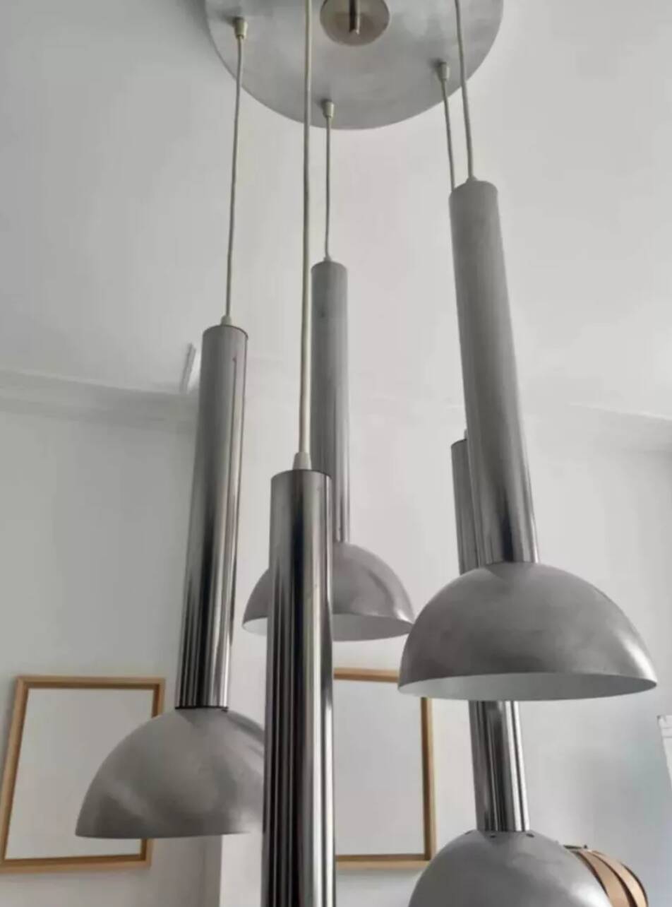 Vintage chrome and brushed metal suspension France 1970
