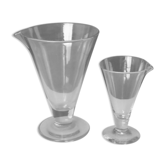 2 Old conical glasses with spout-19th S