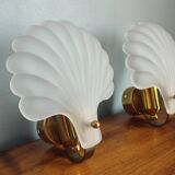 Vintage frosted glass shell wall sconces