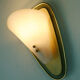 1950s sconce green metal mesh and brass with white acrylic shade