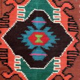 Moldavian runner rug with stylized flowers and geometric design