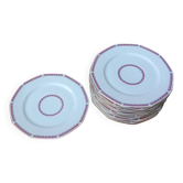 Limoges porcelain dessert plates, roses, Art Deco