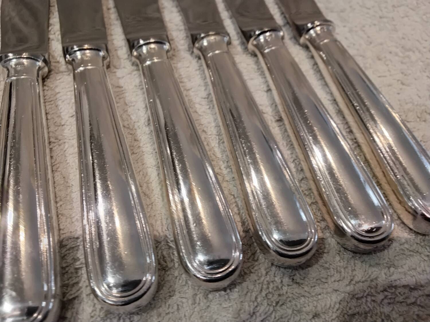 6 silver-plated dessert knives by Christofle Albi, 19.8cm