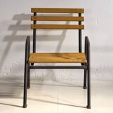 Anciennes chaises de jardin en fer jaune (c.1920). Ensemble de 4 pièces #39