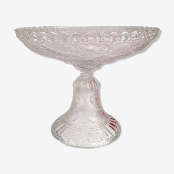 Old molded pressed glass compote bowl Portieux