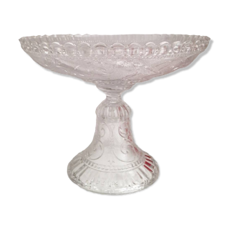 Old molded pressed glass compote bowl Portieux