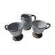 Signed grey-white artisanal stoneware cups and pot