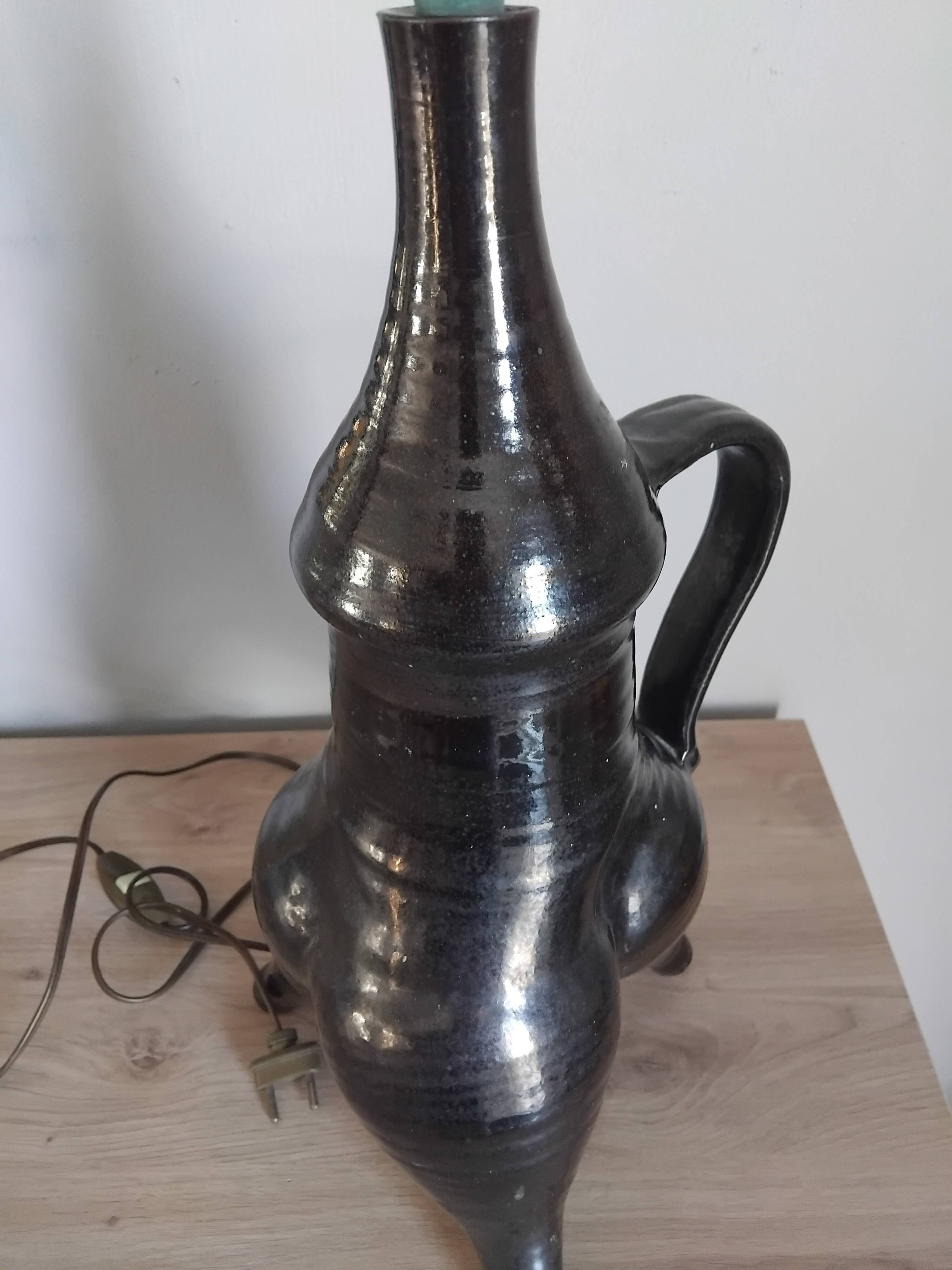 Pied de lampe forme libre en céramique style Vallauris, années 50