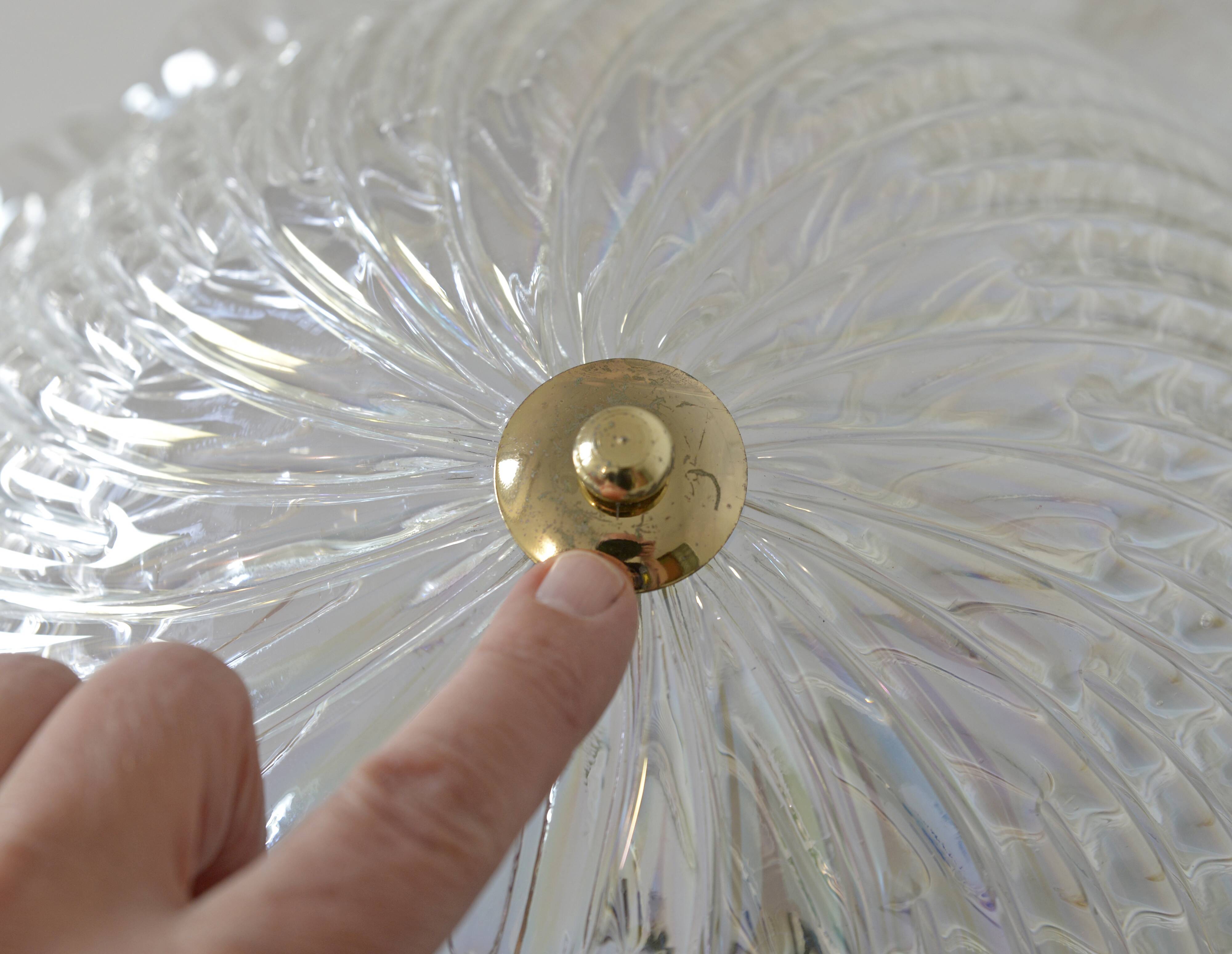 Vintage Murano Glass Sconce: Pearl Glass Wall Lamp / Handmade Flush Mount