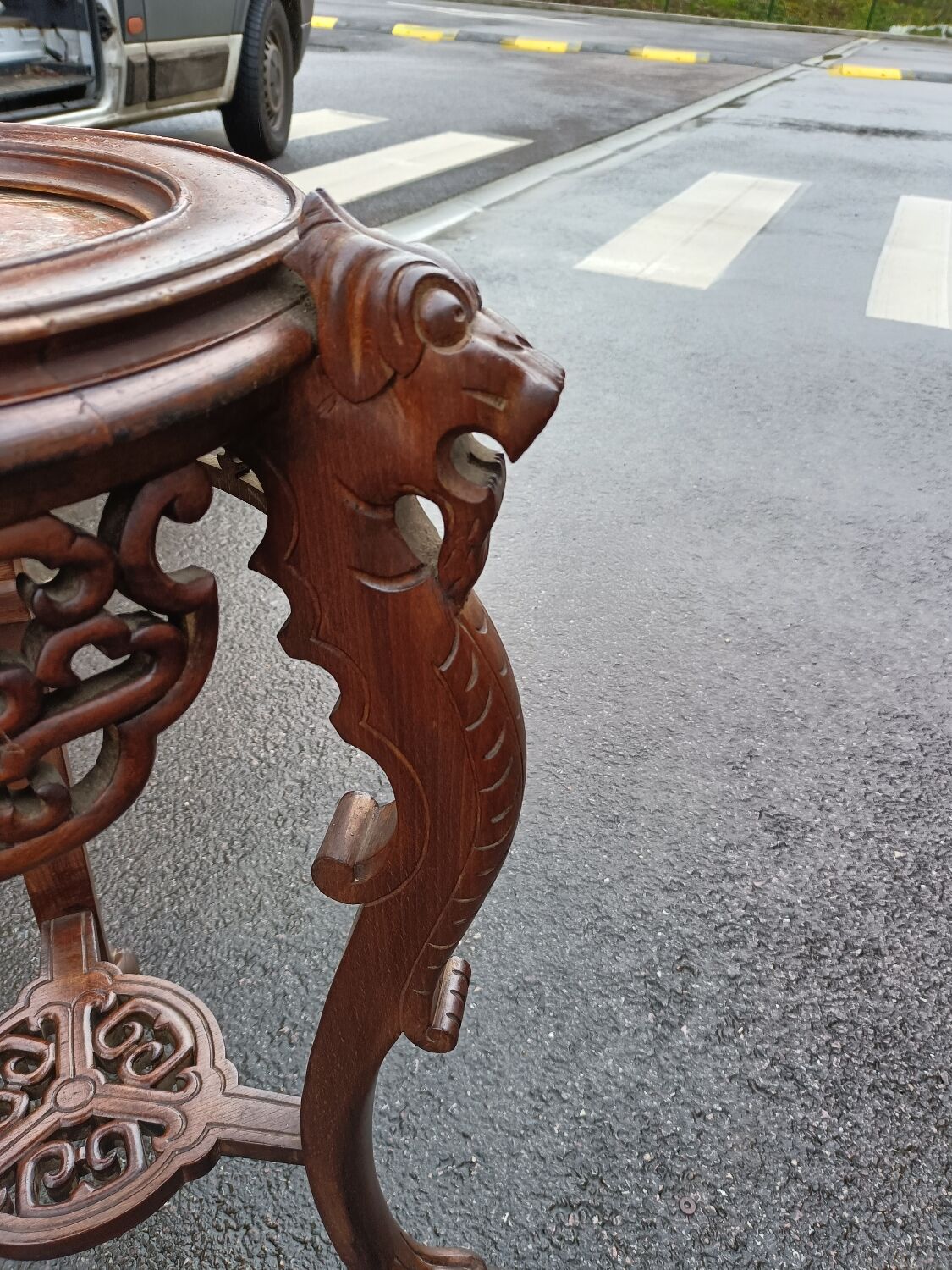 Sellette ancienne table d'appoint plateau marbre