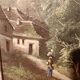 Old painting Oil on canvas Animated lake landscape signed Henry