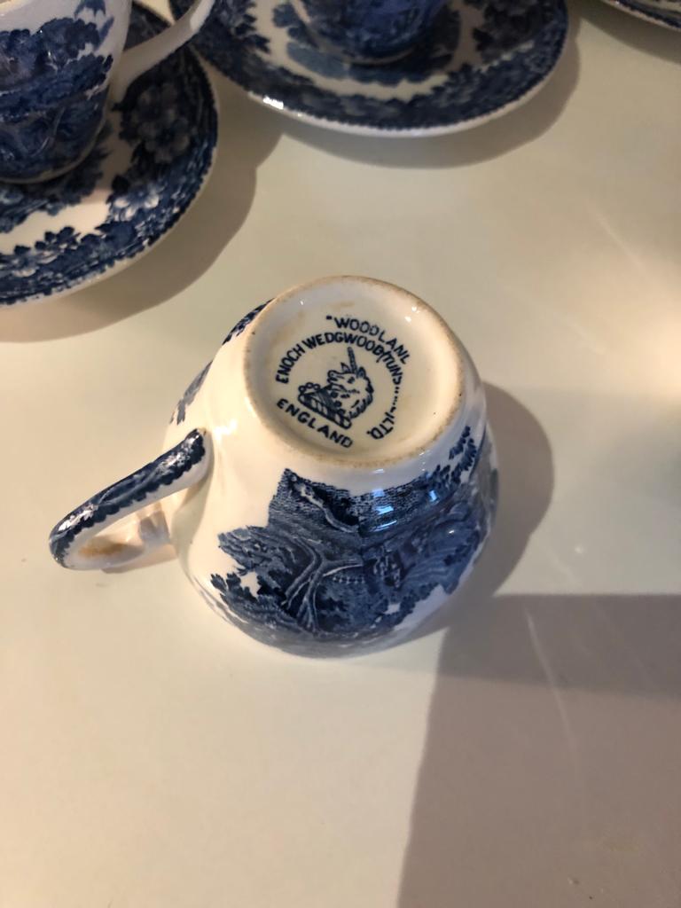 Set of 6 cups vintage Enoch Wedgwood Tunstall Ltd "Woodland" English porcelain