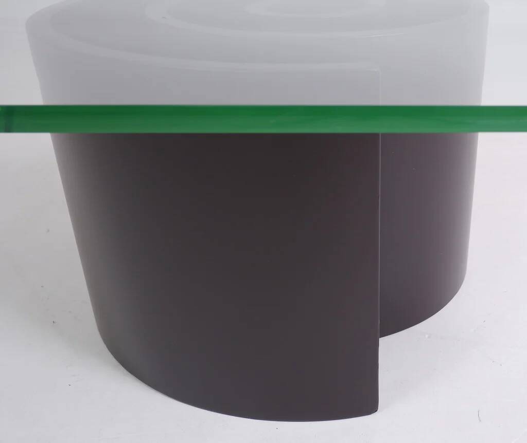 Spiralling wood and glass coffee table, c.1970