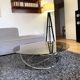 Table basse ronde en chrome et verre fumé, Miniforms "Swirl", Made in Italy