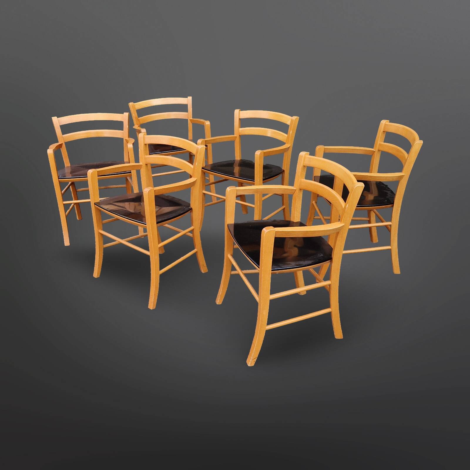 Set of 6 "Marocca" armchairs by Vico Magistretti for De Padova, Italy 1980s