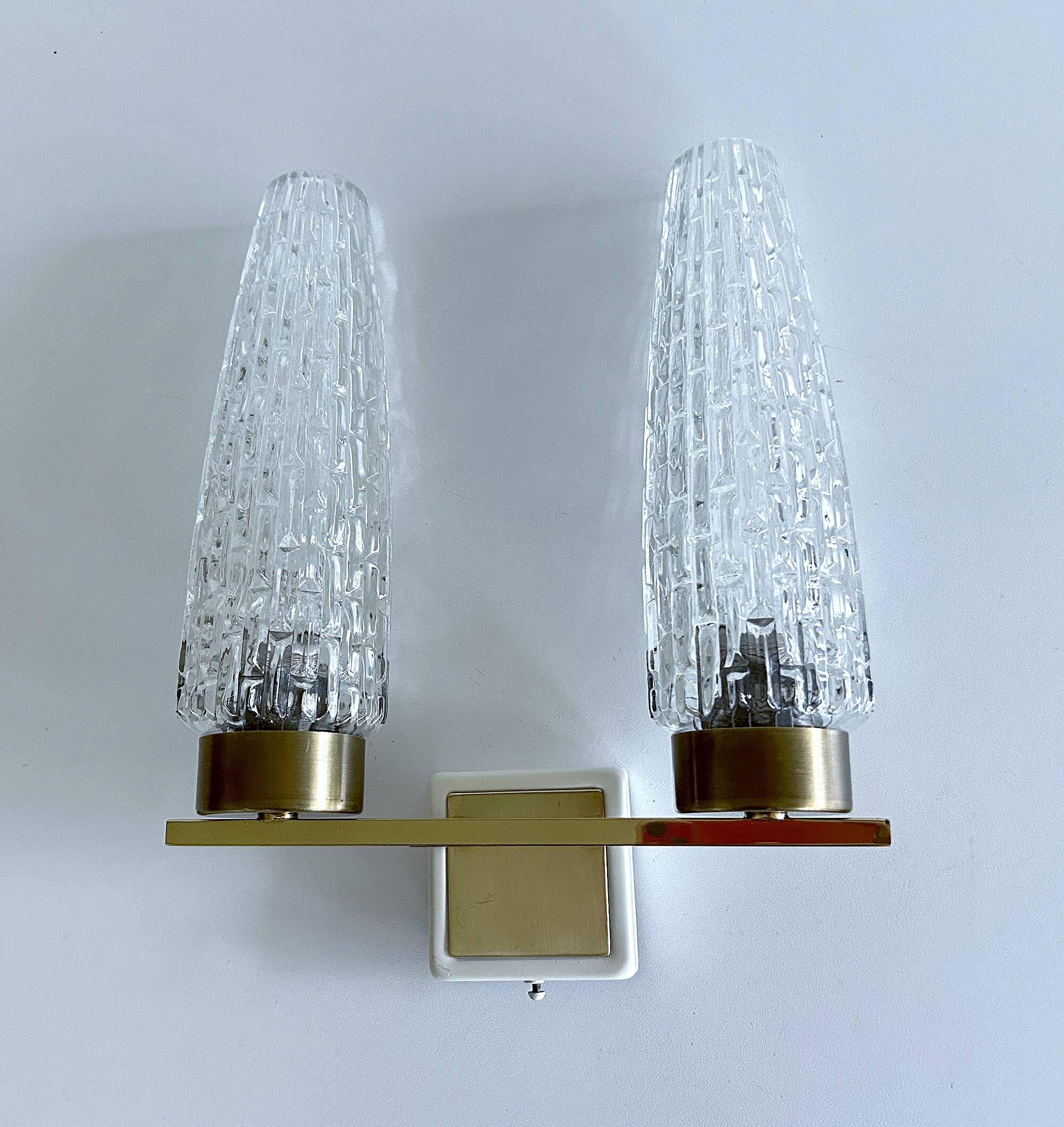 Vintage Glass & Brass Wall Light