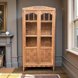 Parisian glass-fronted Art Deco wardrobe in solid raw walnut.