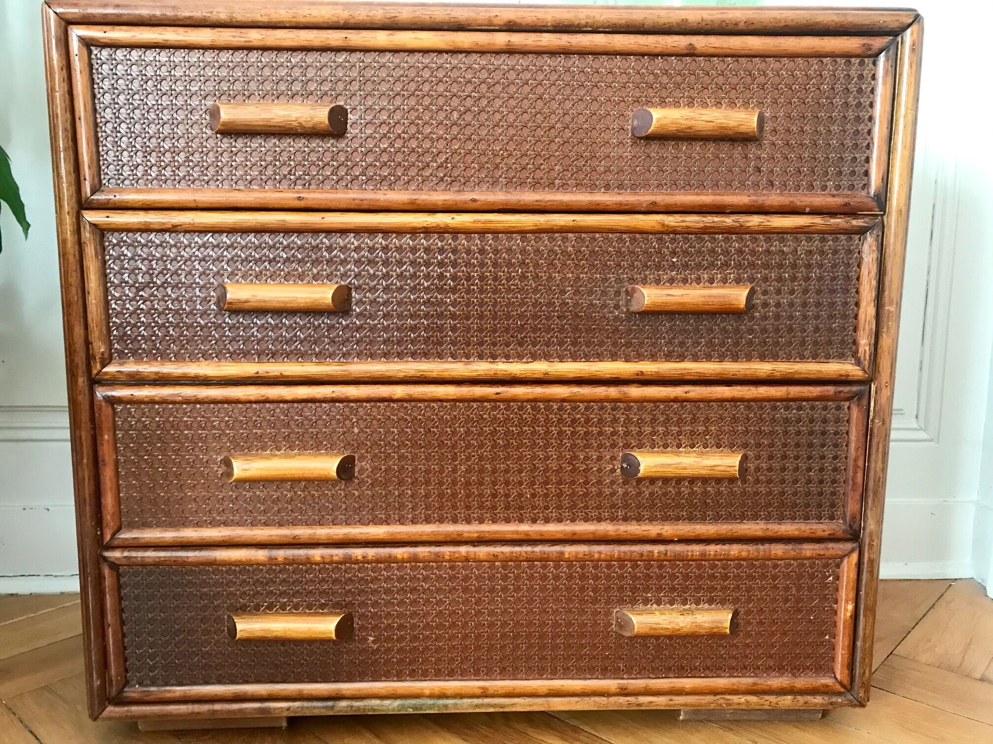 Chest of drawers rattan and caning