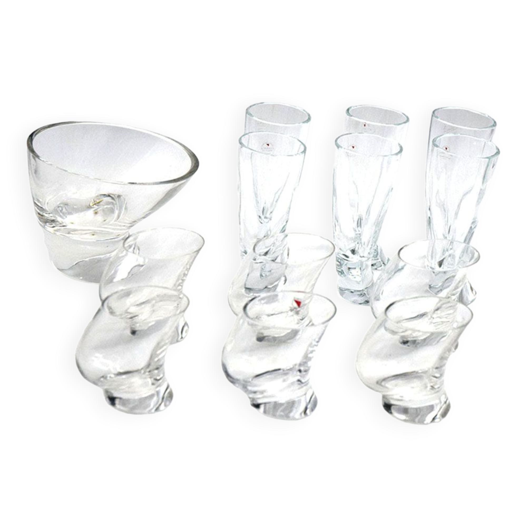 Angelo Mangiarotti for Cristallerie Il Colle 1970s drinking set