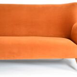 Vintage Three-seater velvet Sofa, Germany 1960s, rusty, restored