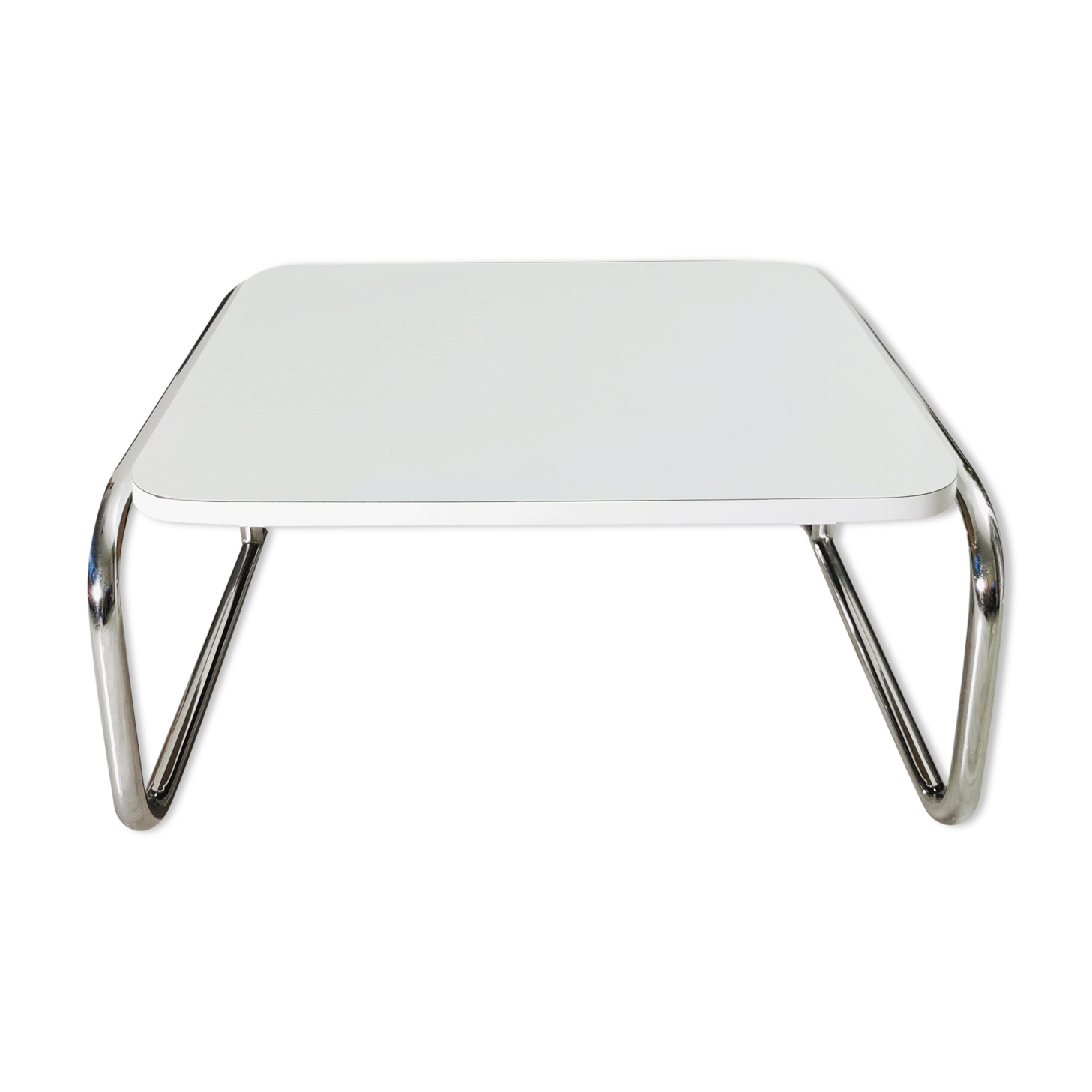 Coffee table 70's white and chrome