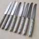 Set of 8 vintage table knives bakelite stainless steel and brass