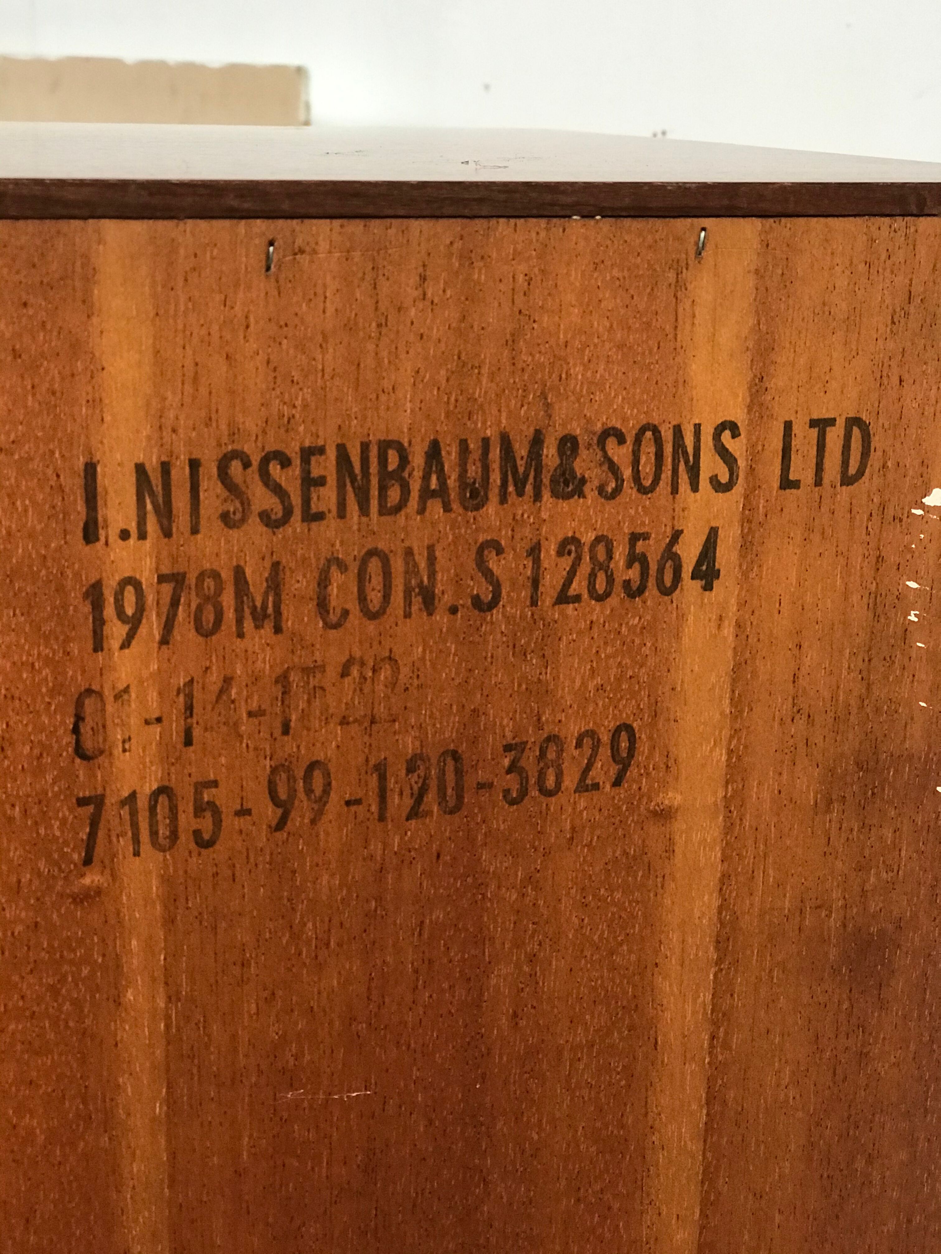 Mid-century teak and glazed display cabinet by J Nissenbaum & Son Ltd., 1970s