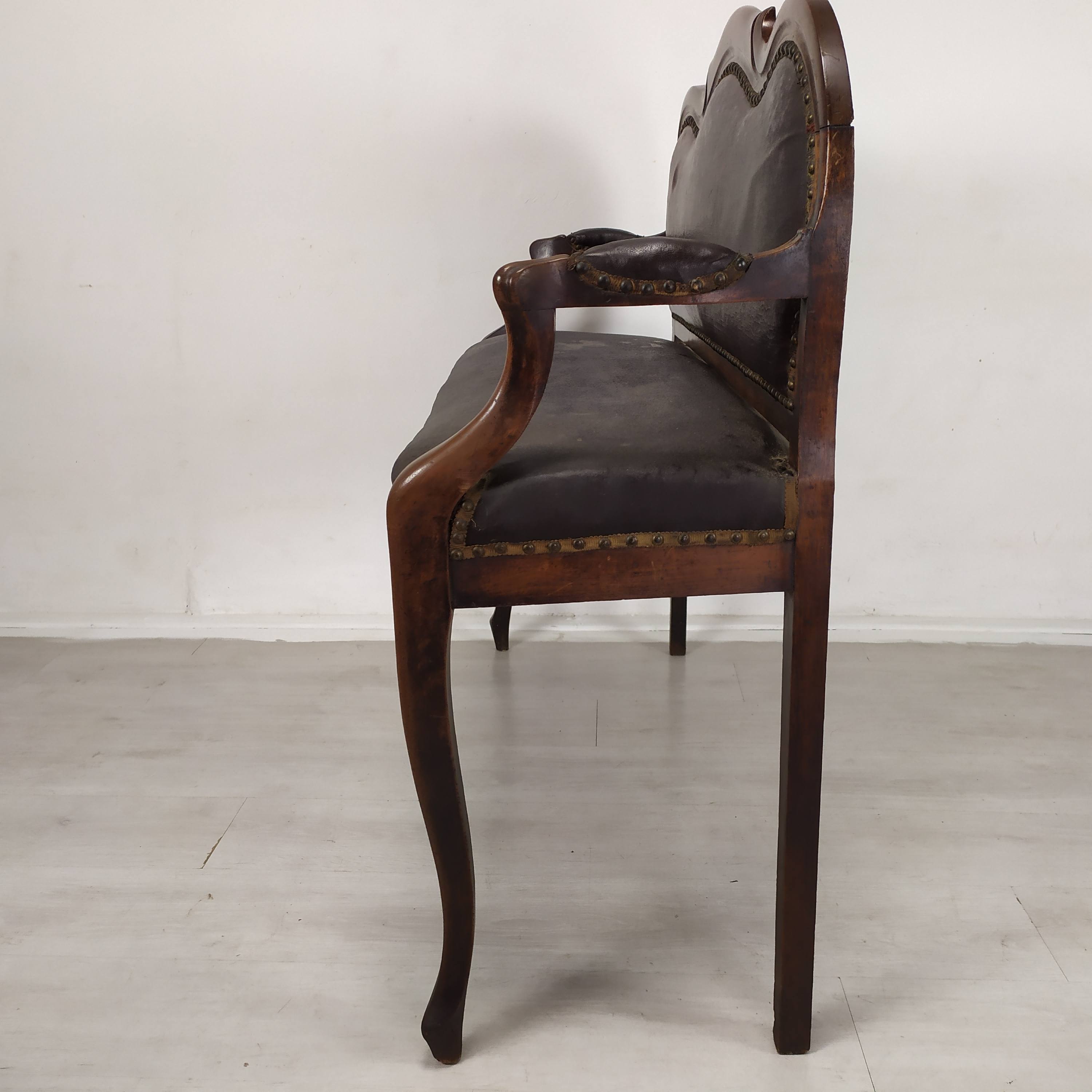 Leather bistro bench