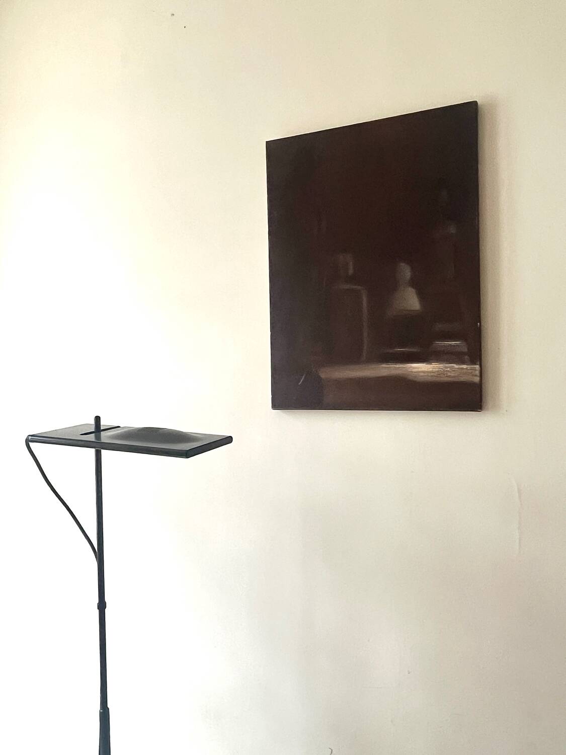 Oil painting on canvas, black and brown composition, 1974