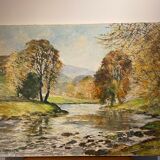 Tableau ancien , paysage signé Ken Johnson XX siècle