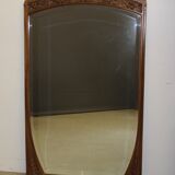 Art Nouveau walnut mirror decorated with holly leaves circa 1900 105x171cm