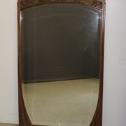 Art Nouveau walnut mirror decorated with holly leaves circa 1900 105x171cm